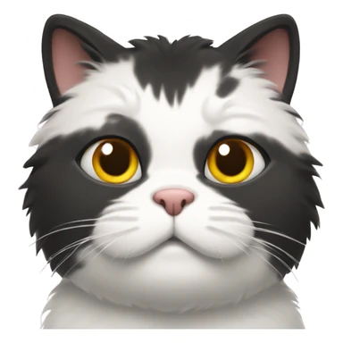 Fat fluffy Black and white cat sticker
