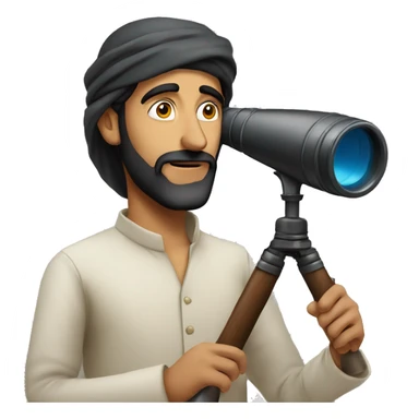 middle eastern man looking through spyglass sticker