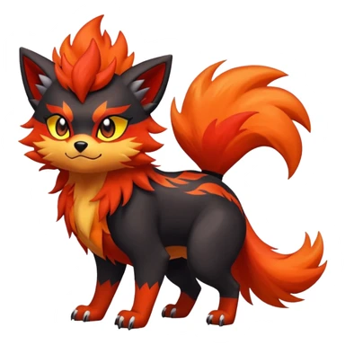 Zorua-Pyroar-Litten-Fakémon-hybrid-creature (full body)  sticker