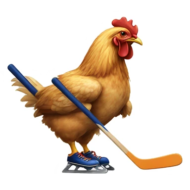 A chicken playing hockey sticker