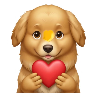A dog holding a heart (modeled after a Golden Retriever) sticker