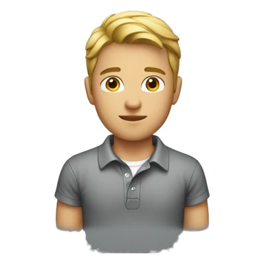 young man with a polo shirt sticker