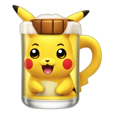 tête de picachu boit une bière sticker