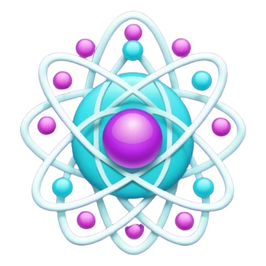 minimalistic atom, neon purple (#8B5CF6) and cyan (#00E0FF), representing Atom team creativity and innovation, clean tech design sticker