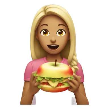 girl eats apple sticker