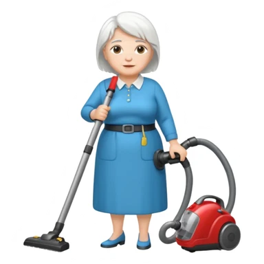 White hair cubby lady modern clothes older chubby ed lady vaccum sticker