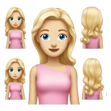 Thin woman with blonde hair and blue eyes wearing a cute pink dress sticker