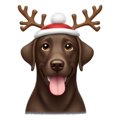 happy chocolate labrador with reindeer hat sticker