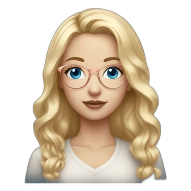 A Russian Girl with Blue eyes, Rosegold glasses and Blond hair sticker
