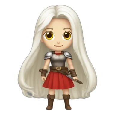 rpg-girl-with-long white-hair and red skirt sticker