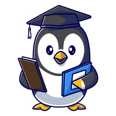 stern penguin school principal with clipboard and academic cap sticker