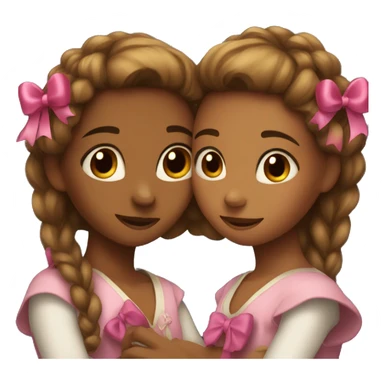two girls hugging with bows if their hair, brown skinned sticker