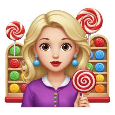 very pretty candy shop girl face with unique hair and earrings sticker