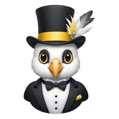 A cockatoo dressed in a tuxedo and a top hat sticker