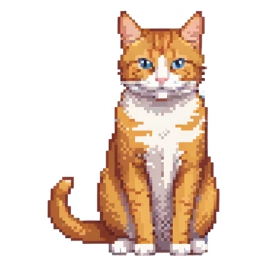 orange tabby cat sitting position, showing full body sticker