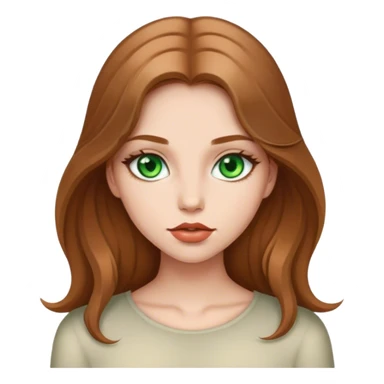 девочка с зеленымы глазами, волосы русые и длинные, большие губы sticker