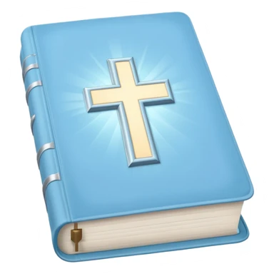a emoji pastel baby blue and silver bible glowing  sticker