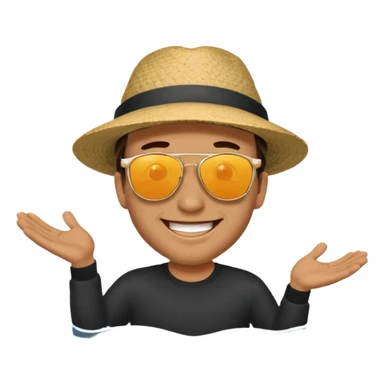 man happy satisfied with floatin arround sticker