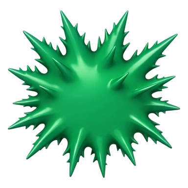 A glossy green paint splash with irregular spiky edges on a transparent background. sticker