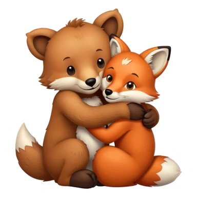 Brown Bear hug a fox sticker