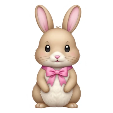 a beige rabbit with a pink ribbon on its neck sticker