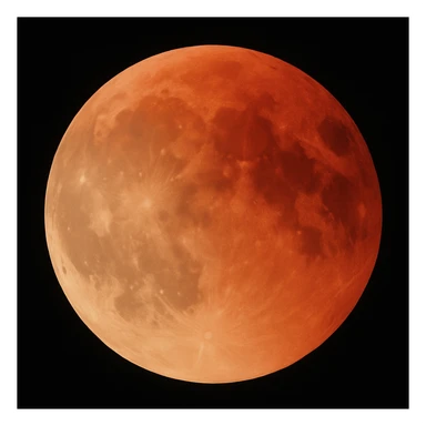 blood moon with smoother craters, two-tone fill: beige and dark red, smooth gradient transition between colors, realistic moon style sticker
