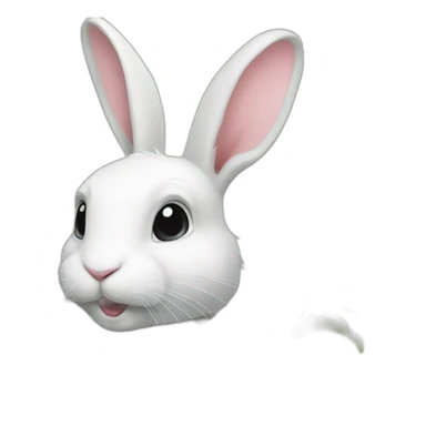 white rabbit with a flower sticker