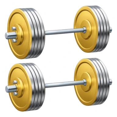 single barbell of silver color with same color plates sticker