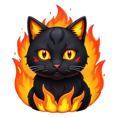 evil cat with fire sticker