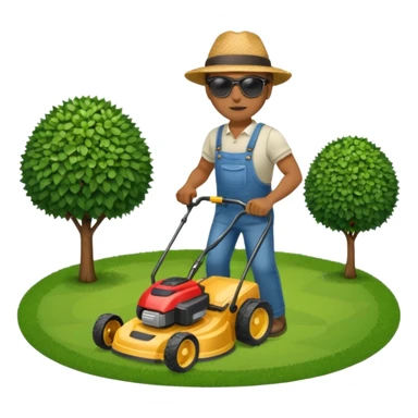 man mowing lawn sticker