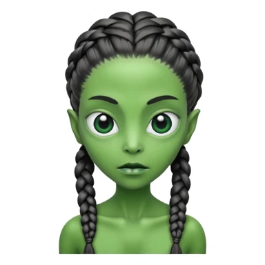 alien with braided hair sticker