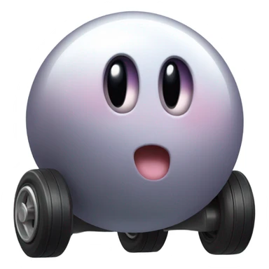Metal cute black eyes Kirby ball driving on 4 car wheels sticker