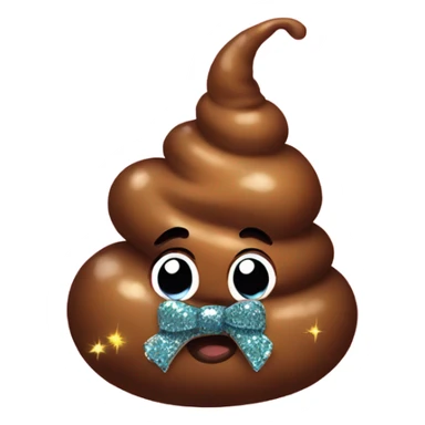 Poop with glitter and bow sticker