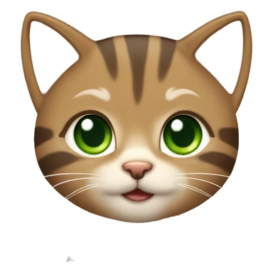 extremely cute kawaii brown tabby girl kitten with green eyes sticker