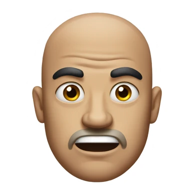 angry bald man with big frown lines sticker