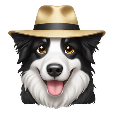 border collie dog wear asian hat sticker