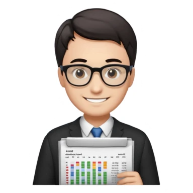 smile male dark short hair auditor with spreadsheet emoji sticker