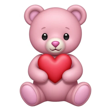 pink pastel teddy bear hold red heart sticker