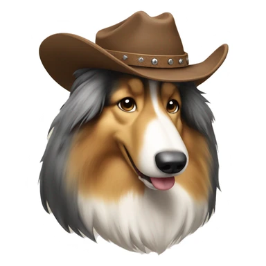 Rough collie in cowboy attire  sticker