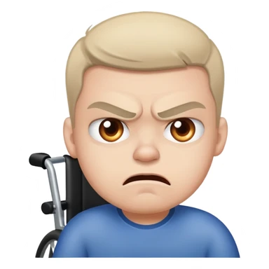 An angry autistic person in a wheelchair sticker