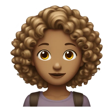 Girl with curly hair color brown and skinny  sticker