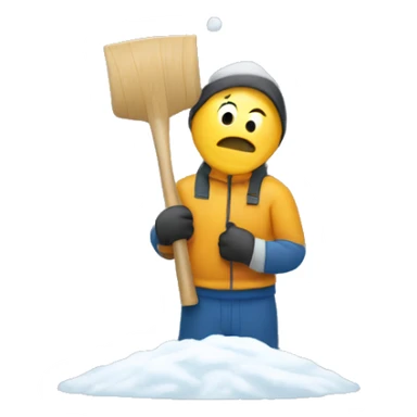 man holding a snow shovel with snow on it sweating sticker