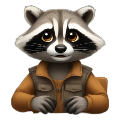 A racoon is sitting at the table sticker