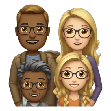 Family - blonde mom, light brown hair dad with glasses, 8 year old blonde girl with glasses, 4year old light brown hair boy and 1 year old light brown hair girl sticker