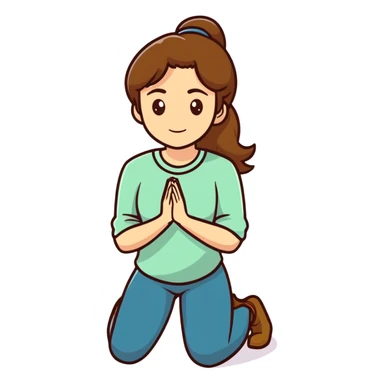 Caucasian woman with brown hair and big boobs kneeling sticker