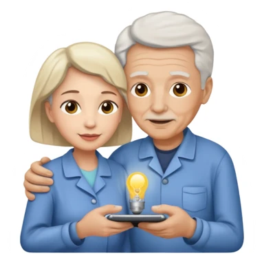 Caregiver with elderly person sticker