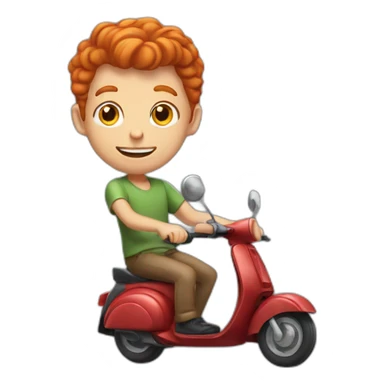 Red headed guy with big ears riding a scooter  sticker