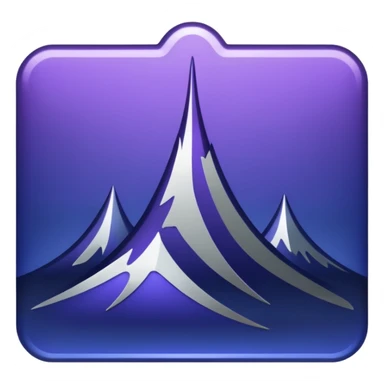 Landmark icon above the map. Colors: dark purple, dark blue, black, silver. Style: metallic, realistic sticker