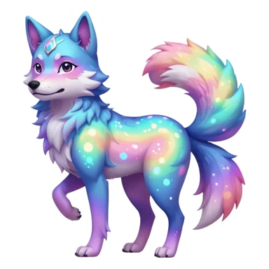 anthropomorphic anthro kawaii cute colorful shiny pastel nebula furry wolf-fursona furry  (2 legs, 2 arms) (full body) (shoulder bust) (half body) sticker