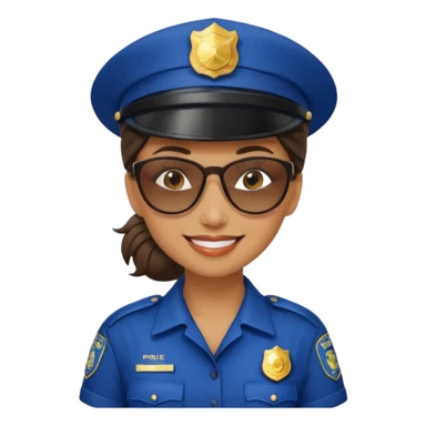 woman police with hair style and hats and sun glasses sticker